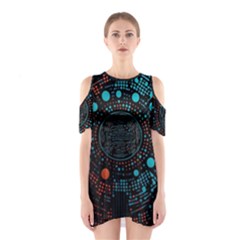 Big Data Abstract Abstract Background Shoulder Cutout One Piece Dress by Pakemis