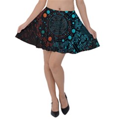 Big Data Abstract Abstract Background Velvet Skater Skirt by Pakemis