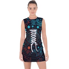 Big Data Abstract Abstract Background Lace Up Front Bodycon Dress by Pakemis