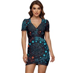 Big Data Abstract Abstract Background Low Cut Cap Sleeve Mini Dress