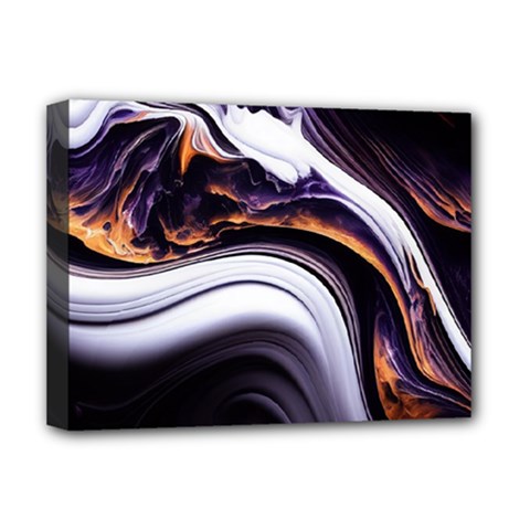 Marble Abstract Water Gold Dark Pink Purple Art Deluxe Canvas 16  X 12  (stretched)  by Pakemis