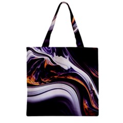 Marble Abstract Water Gold Dark Pink Purple Art Zipper Grocery Tote Bag by Pakemis