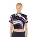 Marble Abstract Water Gold Dark Pink Purple Art Cotton Crop Top View2