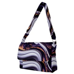 Marble Abstract Water Gold Dark Pink Purple Art Full Print Messenger Bag (m)