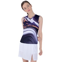 Marble Abstract Water Gold Dark Pink Purple Art Women s Sleeveless Sports Top