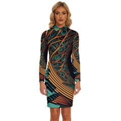 Big Data Abstract Abstract Background Backgrounds Long Sleeve Shirt Collar Bodycon Dress