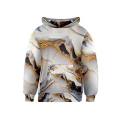 Marble Stone Abstract Gold White Color Colorful Kids  Pullover Hoodie by Pakemis