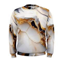 Marble Stone Abstract Gold White Color Colorful Men s Sweatshirt by Pakemis