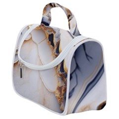 Marble Stone Abstract Gold White Color Colorful Satchel Handbag by Pakemis