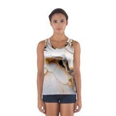 Marble Stone Abstract Gold White Color Colorful Sport Tank Top  by Pakemis