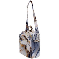 Marble Stone Abstract Gold White Color Colorful Crossbody Day Bag by Pakemis