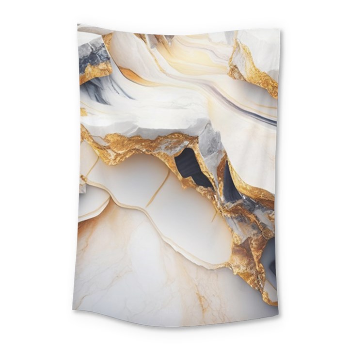 Marble Stone Abstract Gold White Color Colorful Small Tapestry