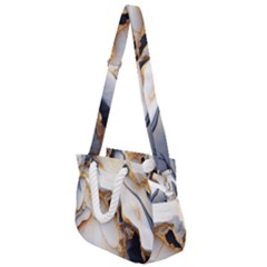 Marble Stone Abstract Gold White Color Colorful Rope Handles Shoulder Strap Bag by Pakemis