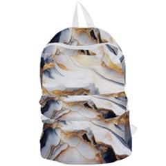 Marble Stone Abstract Gold White Color Colorful Foldable Lightweight Backpack by Pakemis