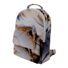 Marble Stone Abstract Gold White Color Colorful Flap Pocket Backpack (large) by Pakemis