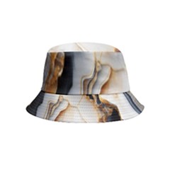 Marble Stone Abstract Gold White Color Colorful Inside Out Bucket Hat (kids) by Pakemis