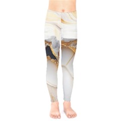 Marble Stone Abstract Gold White Color Colorful Kids  Classic Winter Leggings