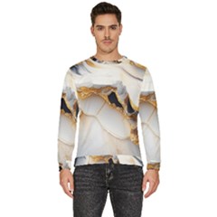 Marble Stone Abstract Gold White Color Colorful Men s Fleece Sweatshirt