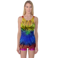 Colour Background Structure Lines Explosion Pop One Piece Boyleg Swimsuit by Pakemis