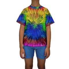 Colour Background Structure Lines Explosion Pop Kids  Short Sleeve Swimwear by Pakemis