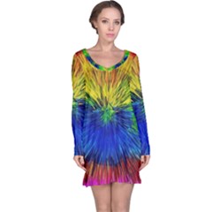 Colour Background Structure Lines Explosion Pop Long Sleeve Nightdress by Pakemis