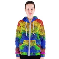 Colour Background Structure Lines Explosion Pop Women s Zipper Hoodie by Pakemis