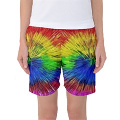 Colour Background Structure Lines Explosion Pop Women s Basketball Shorts by Pakemis