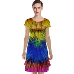 Colour Background Structure Lines Explosion Pop Cap Sleeve Nightdress by Pakemis