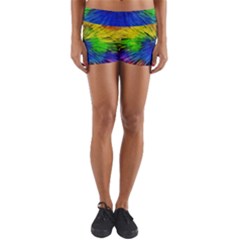 Colour Background Structure Lines Explosion Pop Yoga Shorts by Pakemis