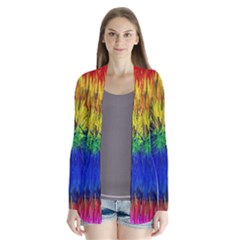 Colour Background Structure Lines Explosion Pop Drape Collar Cardigan by Pakemis