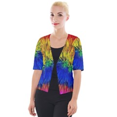 Colour Background Structure Lines Explosion Pop Cropped Button Cardigan by Pakemis