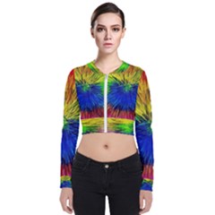 Colour Background Structure Lines Explosion Pop Long Sleeve Zip Up Bomber Jacket by Pakemis