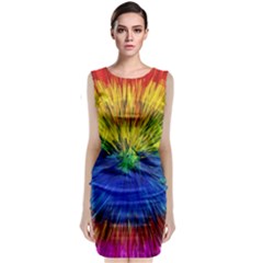 Colour Background Structure Lines Explosion Pop Sleeveless Velvet Midi Dress by Pakemis