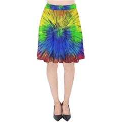 Colour Background Structure Lines Explosion Pop Velvet High Waist Skirt by Pakemis