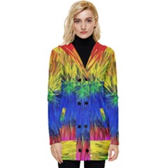 Colour Background Structure Lines Explosion Pop Button Up Hooded Coat  by Pakemis