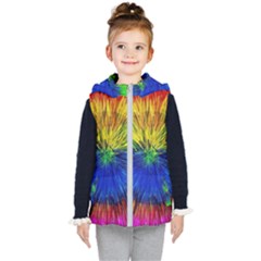 Colour Background Structure Lines Explosion Pop Kids  Hooded Puffer Vest by Pakemis