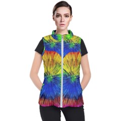 Colour Background Structure Lines Explosion Pop Women s Puffer Vest by Pakemis