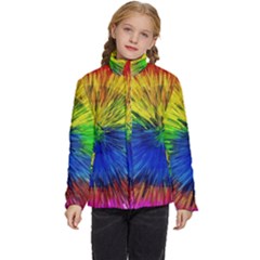 Colour Background Structure Lines Explosion Pop Kids  Puffer Bubble Jacket Coat by Pakemis