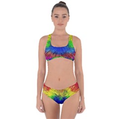 Colour Background Structure Lines Explosion Pop Criss Cross Bikini Set by Pakemis