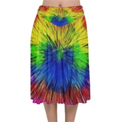 Colour Background Structure Lines Explosion Pop Velvet Flared Midi Skirt by Pakemis