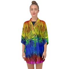 Colour Background Structure Lines Explosion Pop Half Sleeve Chiffon Kimono by Pakemis