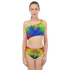 Colour Background Structure Lines Explosion Pop Spliced Up Two Piece Swimsuit by Pakemis