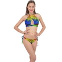 Colour Background Structure Lines Explosion Pop Cross Front Halter Bikini Set View1