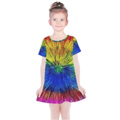 Colour Background Structure Lines Explosion Pop Kids  Simple Cotton Dress by Pakemis