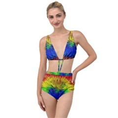 Colour Background Structure Lines Explosion Pop Tied Up Two Piece Swimsuit by Pakemis