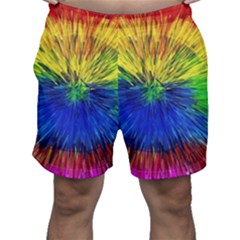 Colour Background Structure Lines Explosion Pop Men s Shorts by Pakemis