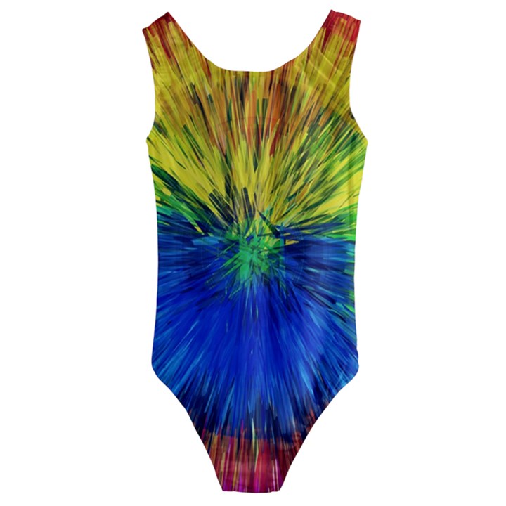 Colour Background Structure Lines Explosion Pop Kids  Cut-Out Back One Piece Swimsuit