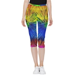 Colour Background Structure Lines Explosion Pop Inside Out Lightweight Velour Capri Leggings  by Pakemis