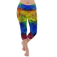 Colour Background Structure Lines Explosion Pop Lightweight Velour Capri Yoga Leggings by Pakemis