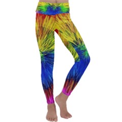 Colour Background Structure Lines Explosion Pop Kids  Lightweight Velour Classic Yoga Leggings by Pakemis